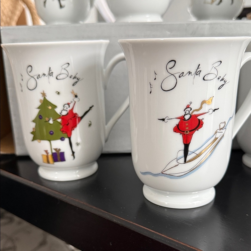 Pottery Barn Santa Baby Mugs Set of 8 New in Box NIB - Picture 2 of 6